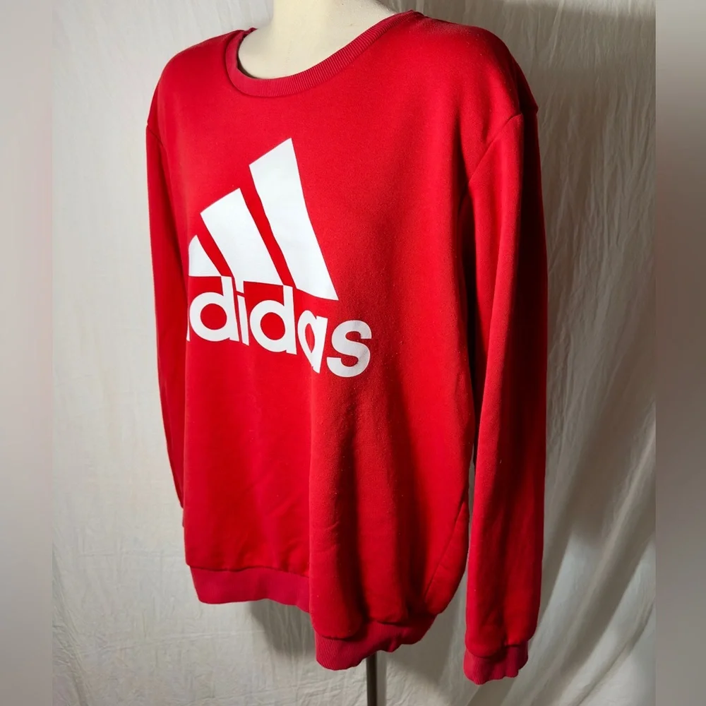 Adidas Men's Red Crewneck Sweatshirt Logo Pullover Size 2XL